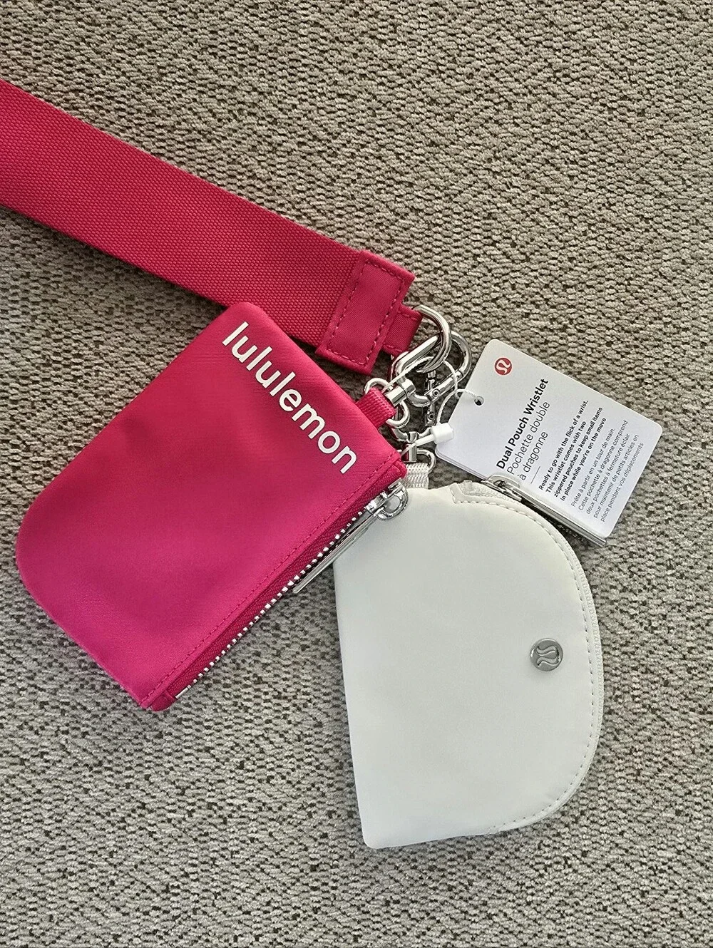 Lululemon PSNT/Bone Pink Off White Dual Pouch Wristlet